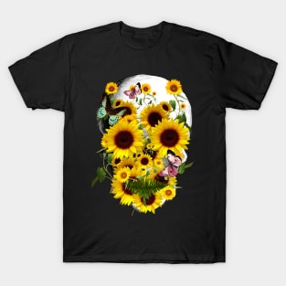 skeleton,floral,flower skull sunflowers T-Shirt